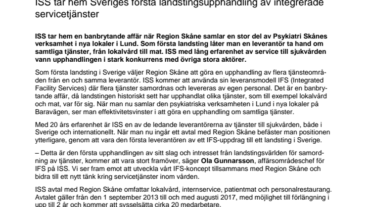 ISS tar hem Sveriges första landstingsupphandling av integrerade servicetjänster 