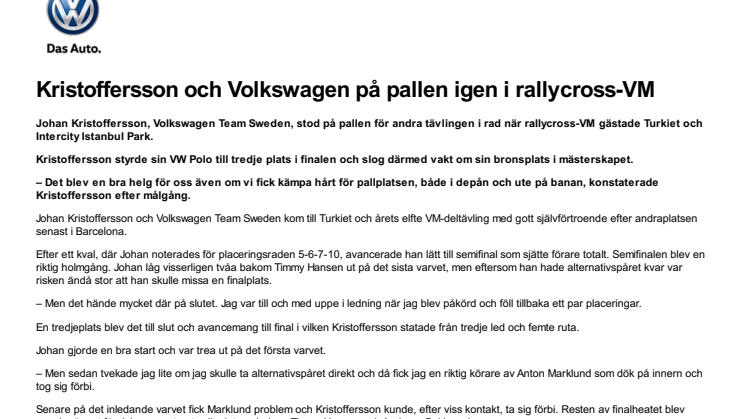 Kristoffersson och Volkswagen på pallen igen i rallycross-VM
