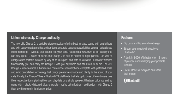 IFA 2014: JBL lanserar JBL Charge 2 – en bärbar, trådlös Bluetooth-högtalare