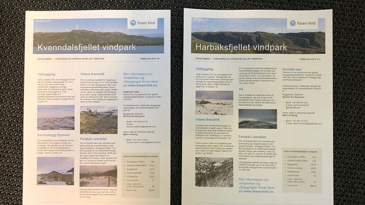Siste nytt om Kvenndalsfjellet og Harbaksfjellet vindparker i postkassen