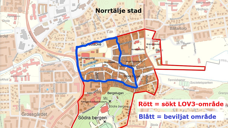 Sökt och beviljat LOV 3-område i Norrtälje stad