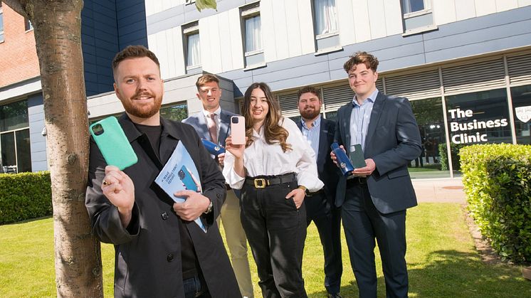 Wave founder Ross Longhorn, pictured with students from Northumbria University’s Business Clinic