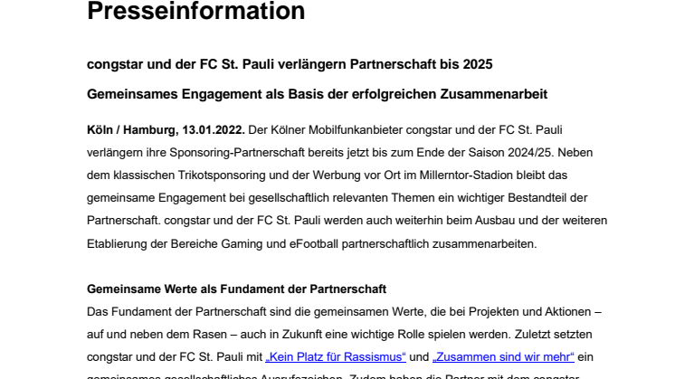 PDF: congstar und der FC St. Pauli verlängern Partnerschaft bis 2025