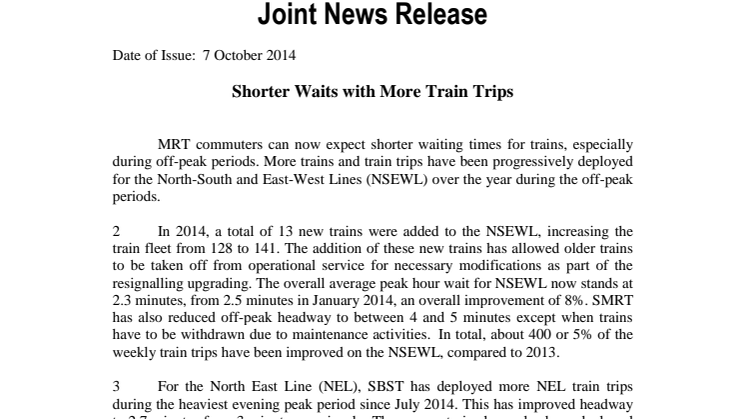 Shorter Waits with More Train Trips 