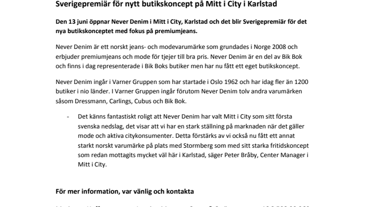 Sverigepremiär för nytt butikskoncept på Mitt i City i Karlstad