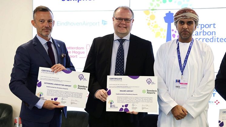 Swedavia's climate work highlighted at COP28 – Göteborg Landvetter Airport and Malmö Airport included in unique pilot project 
