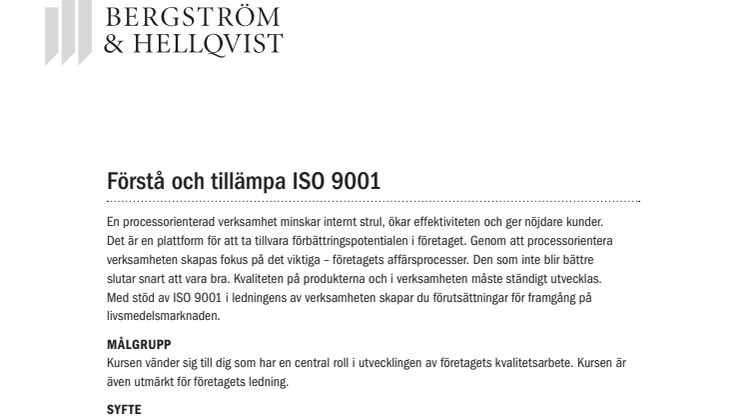 Förstå och tillämpa ISO 9001