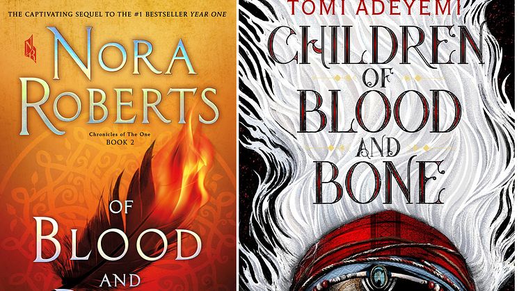 Nora Roberts' book cover (left) vs Tomi Adeyemi's book cover (right)