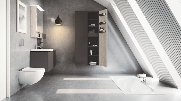 Geberit Acanto har olika former och storlekar på tvättställ för att kunna skapa personligt designade badrum. Bild: Geberit