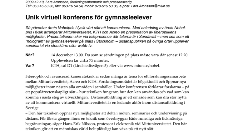 Unik virtuell konferens för gymnasieelever