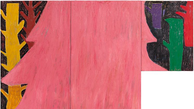 Tal R, Tobenet rosa skovbryn, 2023, 250x220 cm