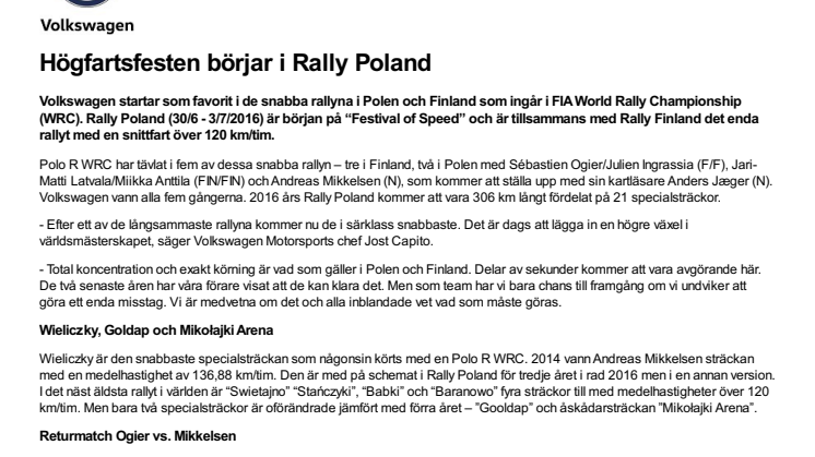 Högfartsfesten börjar i Rally Poland