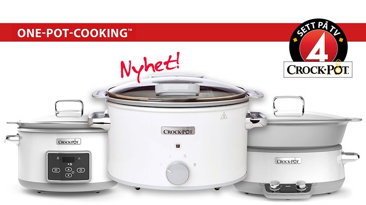 Modeller av Crock-Pot med One Pot Cooking-funktionalitet. Rymmer från vänster: 5 liter, 4,5 liter samt 6 liter. 