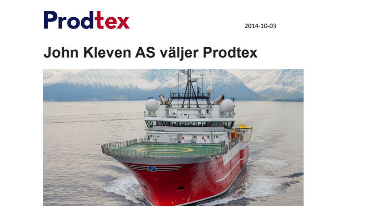 John Kleven AS väljer Prodtex