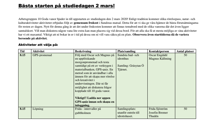 Studiedag 2 mars 2020