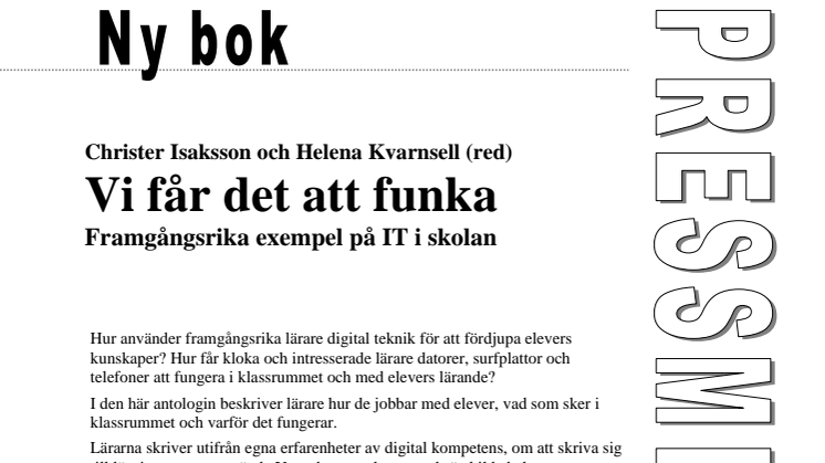 Ny bok: Vi får det att funka - framgångsrika exempel på IT i skolan