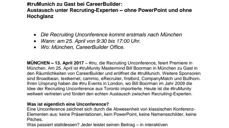 #truMunich zu Gast bei CareerBuilder: Austausch unter Recruting-Experten – ohne PowerPoint und ohne Hochglanz
