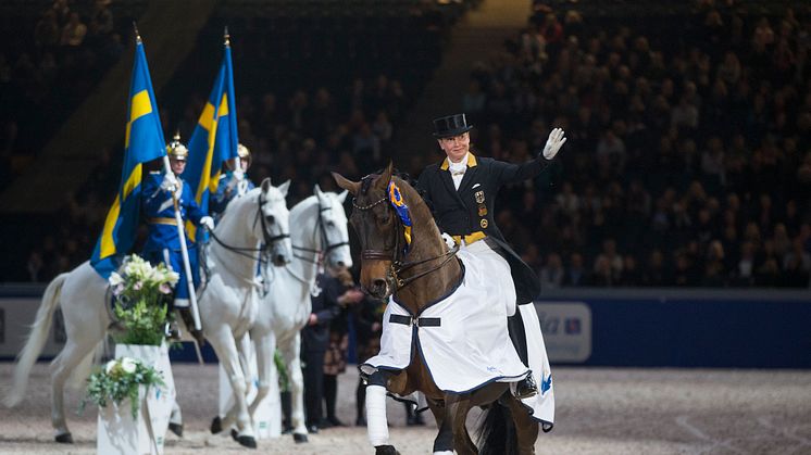 Isabell Werth and Don Johnson FRH, top dressage rider in Stockholm 2016. Photo: Roland Thunholm