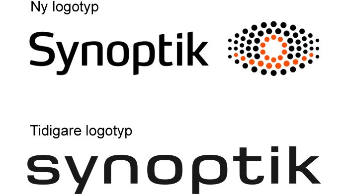 Synoptiks nya logotyp överst och den tidigare logotypen underst.