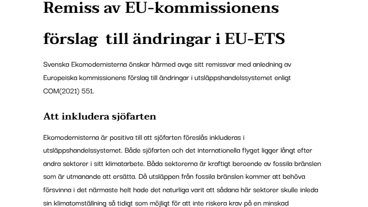 Svenska Ekomodernisternas remissvar - Ändringar i EU-ETS - COM(2021) 551.pdf