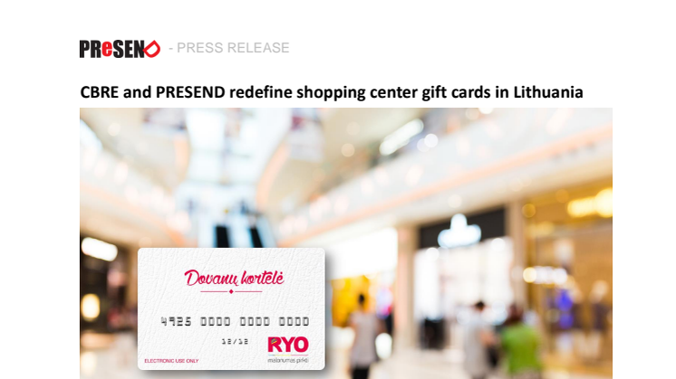 CBRE and PRESEND redefine shopping center gift cards in Lithuania
