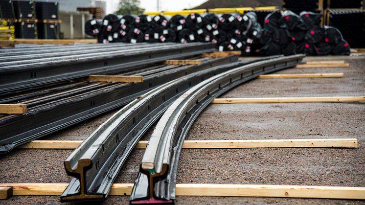 Varje räl är 18 meter och spårvägen består av totalt 11 000 spårmeter. Foto: Kristina Strand Larsson, Lunds kommun.