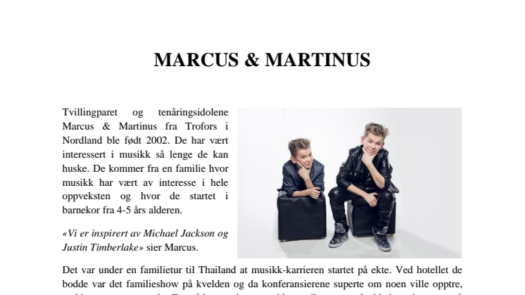 Marcus & Martinus signerer med Sony Music! Debutalbumet "Hei" slippes 23. februar