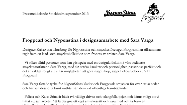 Frogpearl och Nyponstina i designsamarbete med Sara Varga 