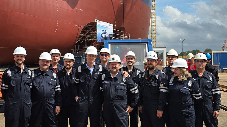 The Bluestone team during the build of Prysmian's 171-metre Monna Lisa cable laying vessel.