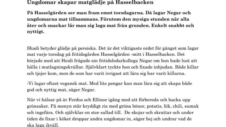 Ungdomar skapar matglädje på Hasselbacken