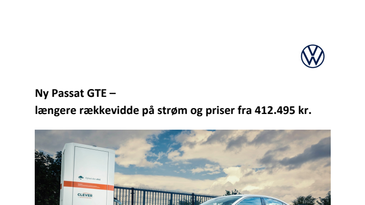 Ny Passat GTE – længere rækkevidde på strøm og priser fra 412.495 kr.