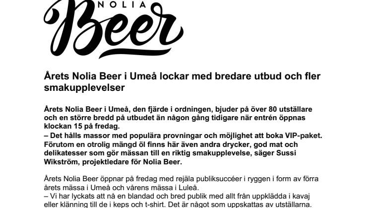 Årets Nolia Beer i Umeå lockar med bredare utbud och fler smakupplevelser
