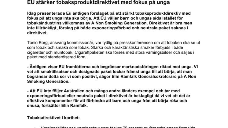 EU stärker tobaksproduktdirektivet med fokus på unga