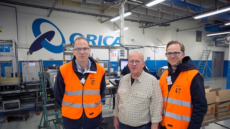  Anders Tålsgård, Lars-Göran Rohlén och Johan Lagerqvist på besök i monteringsfabriken hos Orica