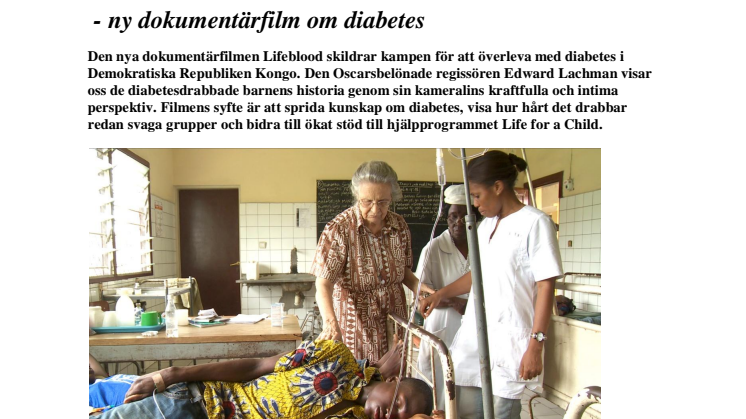 Världspremiär i Stockholm:  ny dokumentärfilm om diabetes 
