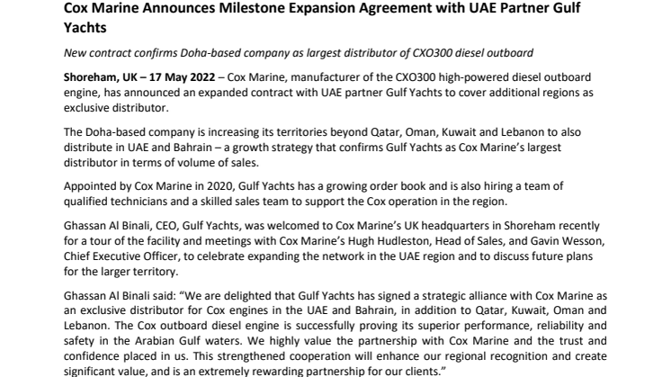 17 May 22 - Cox Marine Announces Milestone Expansion with UAE Partner Gulf Yachts.pdf