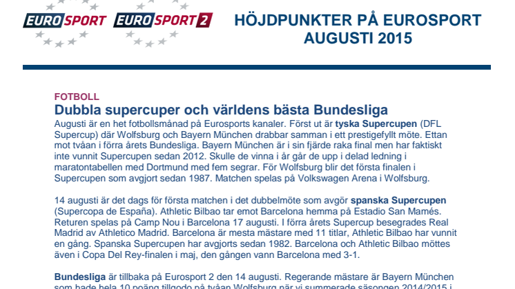 Eurosports höjdpunkter i augusti - dokument
