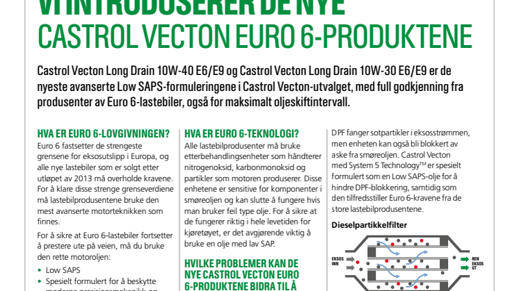 Vi introduserer de nye Castrol Vecton Euro 6-produktene