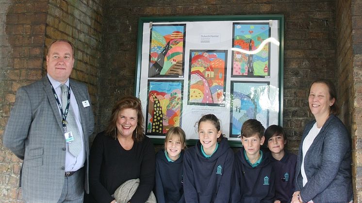Pictures perfect: Dulwich Hamlet year 6 house captains Isabel, Sasha, Connor and Isaac with station manager Stephen Lethorn and (left) Cllr Jane Lyons and headteacher Clare Purcell
