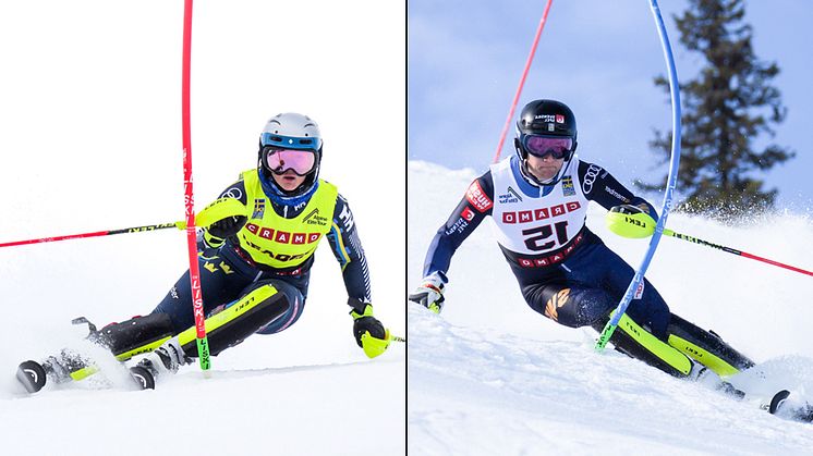 Cornelia Öhlund, Åre SLK, och Tobias Hedström, Duveds IF, stod som totalvinnare av Alpine Elite Tour 2021/2022. Foto: Ski Team Sweden Alpine