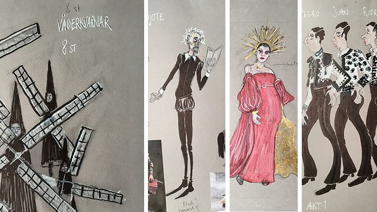 Don Quijote på Folkoperan 2018, kostymskisser av Magdalena Åberg