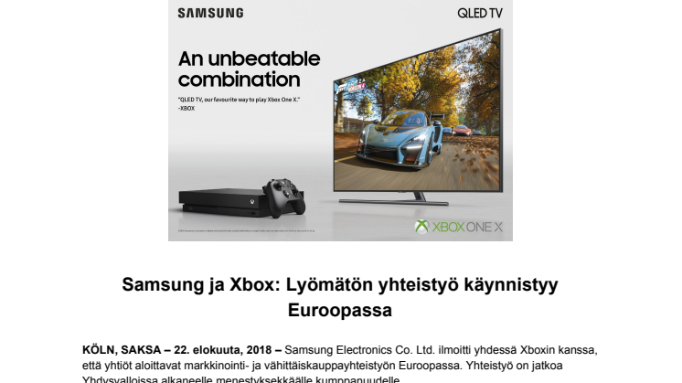 Samsung ja Xbox: Lyömätön yhteistyö käynnistyy Euroopassa