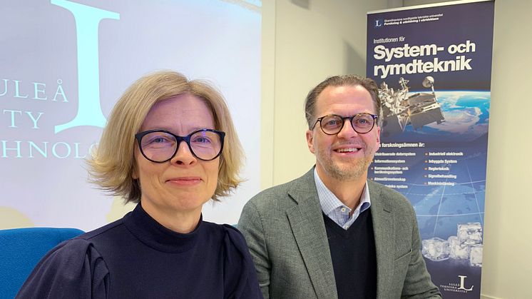 Birgitta Bergvall-Kåreborn, rektor vid Luleå tekniska universitet och Jonas Albertsson, chef för Epirocs division för teknisk utveckling, Rocktec.