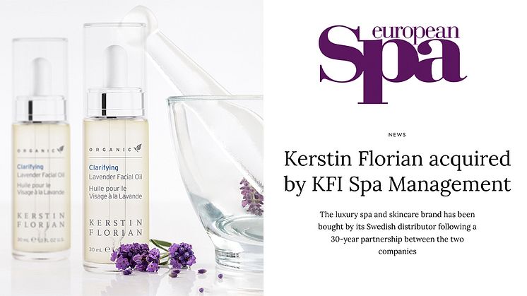 Artikel i European Spa Magazine om vårt uppköp av Kerstin Florian International