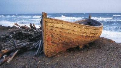 Barca de almadraba. Båt  för tonfiske i Monteleva (Almeria)