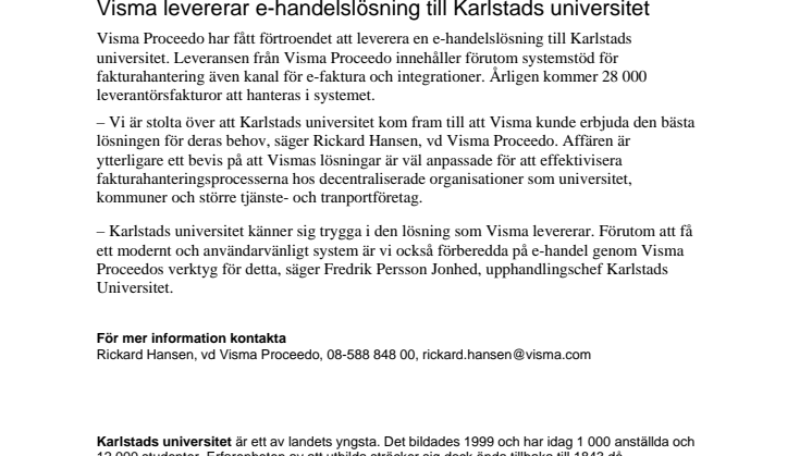 Visma levererar e-handelslösning till Karlstads universitet