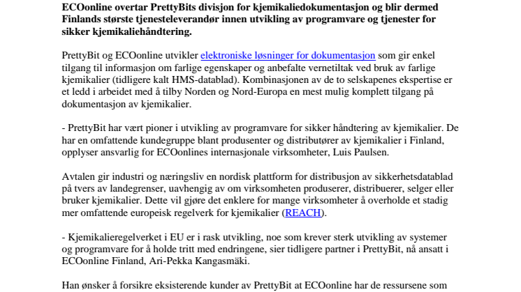 ECOonline blir størst i Finland