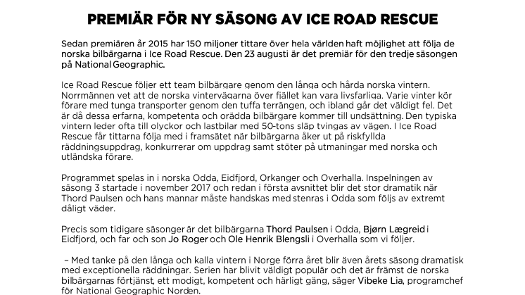 ​Premiär för ny säsong av Ice Road Rescue