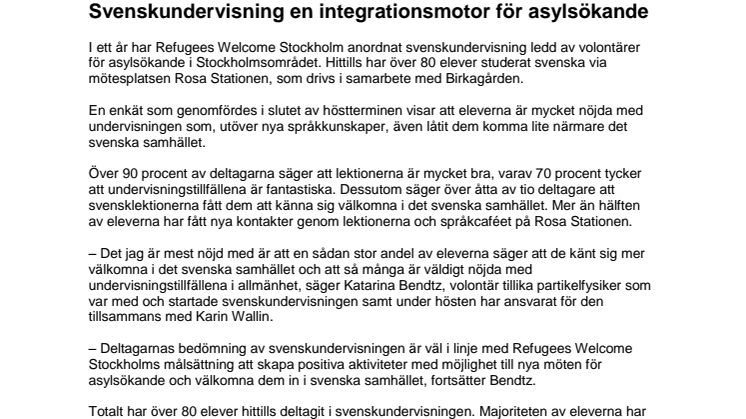 Svenskundervisning en integrationsmotor för asylsökande