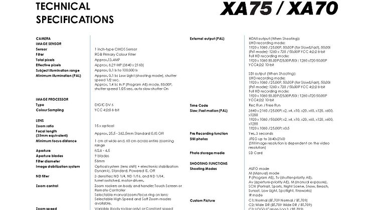 XA75, XA70_PR Spec Sheet_EM_FINAL_Page_1